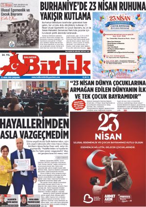 22 NİSAN BİRLİK 1.SAYFA