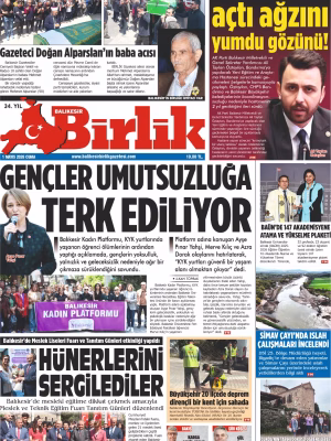1 MAYIS BİRLİK 1.SAYFA