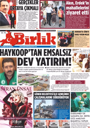 15 HAZİRAN BİRLİK 1.SAYFA