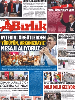 11 TEMMUZ BİRLİK 1.SAYFA