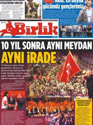 17 TEMMUZ BİRLİK 1.SAYFA