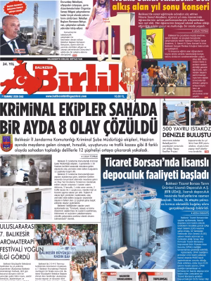 7 TEMMUZ BİRLİK 1.SAYFA