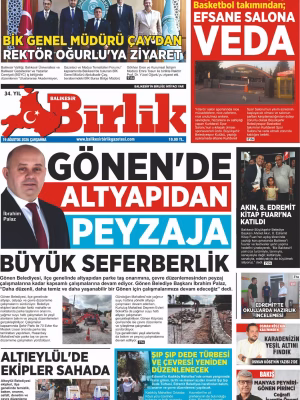 19 AĞUSTOS BİRLİK 1.SAYFA