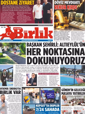 26 AĞUSTOS BİRLİK 1.SAYFA