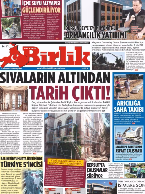 27 AĞUSTOS BİRLİK 1.SAYFA