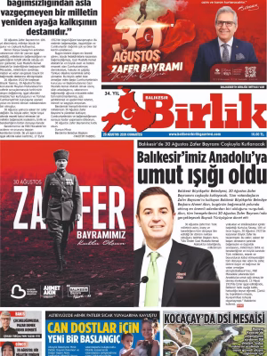 29 AĞUSTOS BİRLİK 1.SAYFA