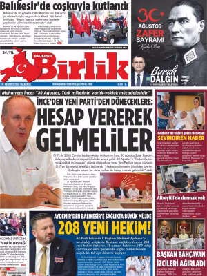 31  AĞUSTOS BİRLİK 1.SAYFA
