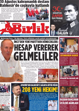 31  AĞUSTOS BİRLİK 1.SAYFA