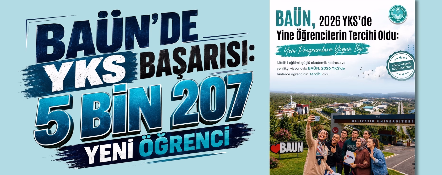 BAÜN’DE YKS BAŞARISI: 5 BİN 207 YENİ ÖĞRENCİ